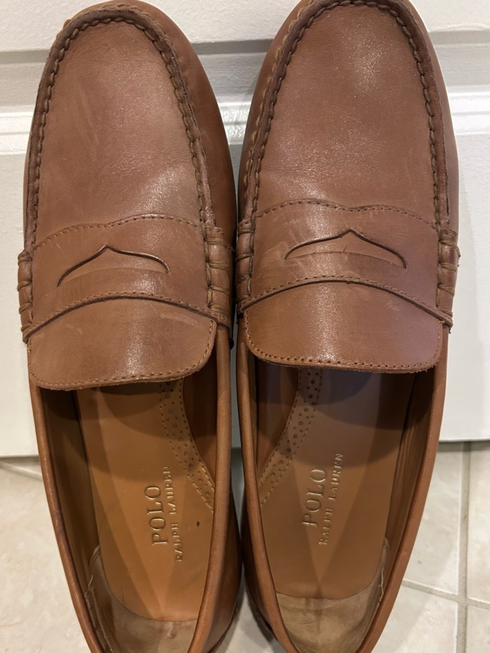 Ralph Lauren Tan Leather Penny Loafers